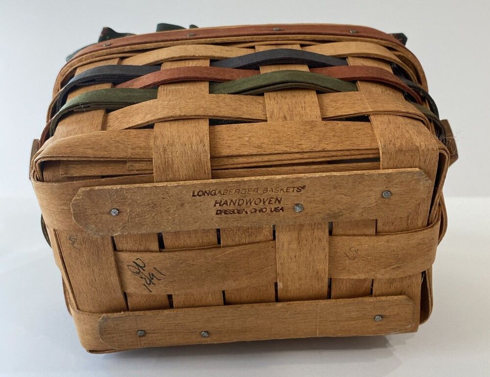 Longaberger Basket 1991 Shades of Autumn Acorn Liner Protector Swing Handle - Picture 9 of 13
